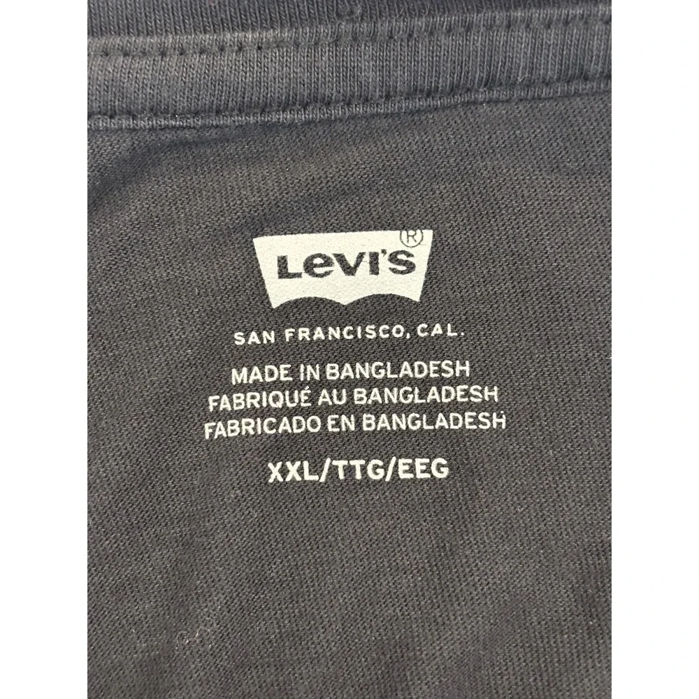 Levis Mens XXL Black Batwing Logo Graphic T-Shirt Short Sleeve Crew Neck Tee